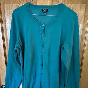 Talbots, Teal, LS, Button Down Cardigan Sweater.  Size 1X.